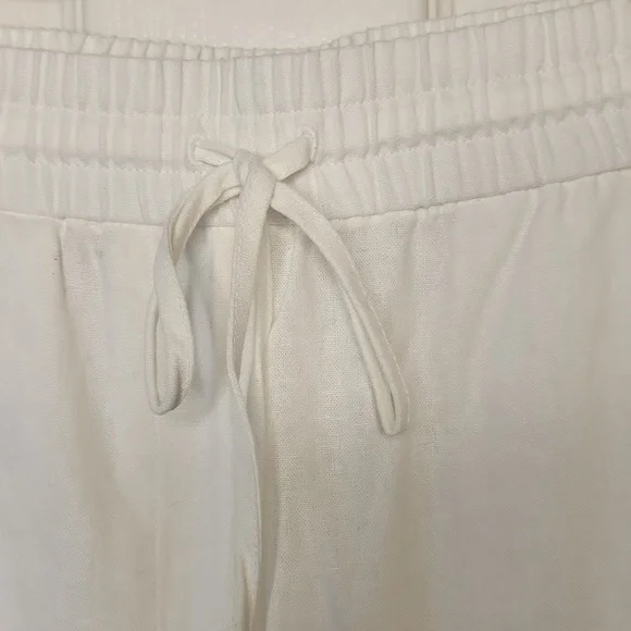 NWOT J.Crew Women's Cream Linen Blend Slim Wide Leg Drawstring Pant Size 12 - Picture 4 of 8